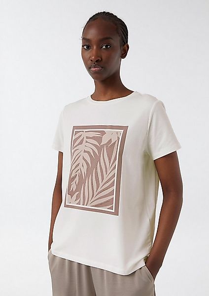 comma Kurzarmshirt T-Shirt T-Shirt aus Baumwollmix mit Schmucksteinen günstig online kaufen