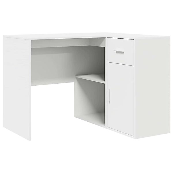 vidaXL Eckschreibtisch mit Regal Weiß 102 x 50 x 75 cm Holzwerkstoff 333727 günstig online kaufen