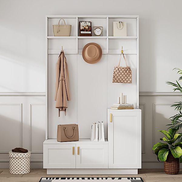 STILVORA Garderoben-Set mit sitzbank,200×120cm Flurgarderobe mit günstig online kaufen