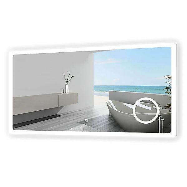 Aica Sanitär Badspiegel mit Schminkspiegel 120x60 cm Spiegel mit LED Beleuc günstig online kaufen
