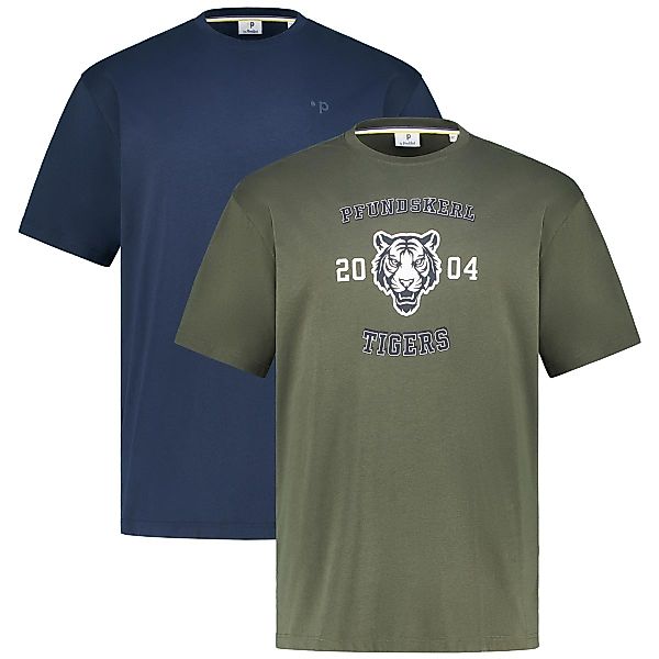 Pfundskerl Doppelpack T-Shirt mit Rundhalsausschnitt Farbe oliv Größe: 3XL günstig online kaufen