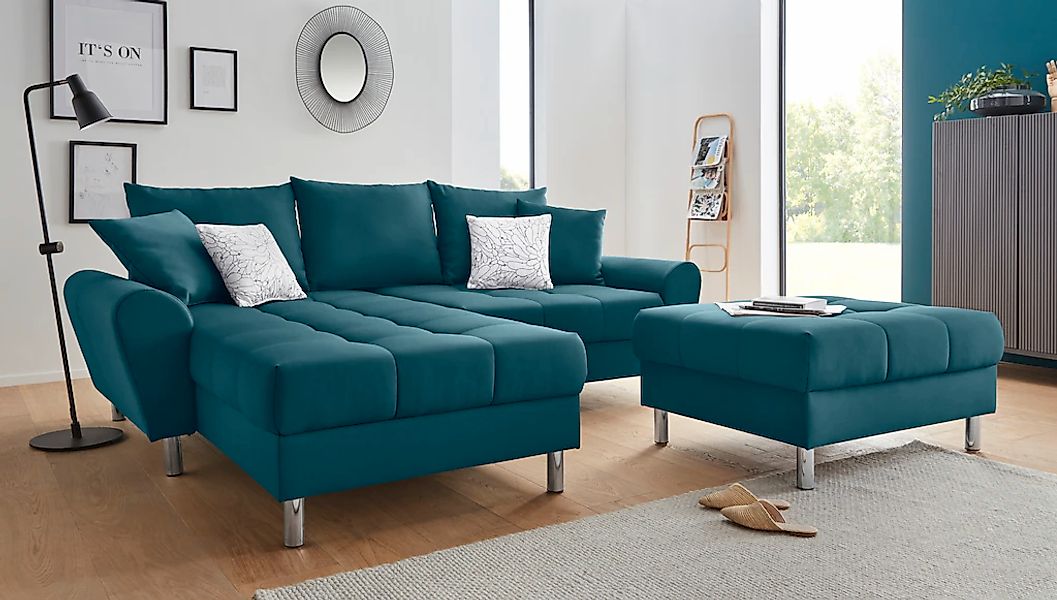 COLLECTION AB Ecksofa "Rada L-Form", inklusive Hocker, Bettfunktion und Fed günstig online kaufen