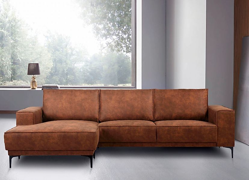 Places of Style Ecksofa "Polsterecke Oland, Struktur, Flachgewebe, Luxus-Mi günstig online kaufen