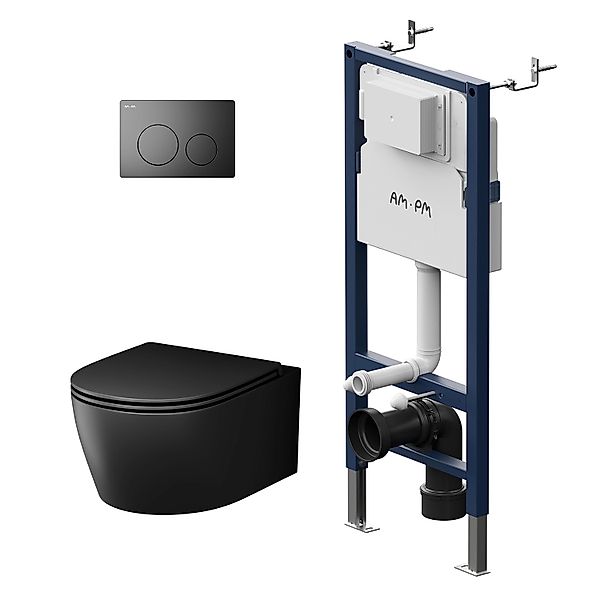 AM.PM WC Set Wand-WC Vorwandelement Drückerplatte X-Joy S Runde Schwarz günstig online kaufen