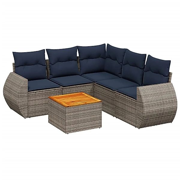 vidaXL 6-Tlg Gartensofa-Set mit Kissen Grau Polyrattan 3225004 günstig online kaufen