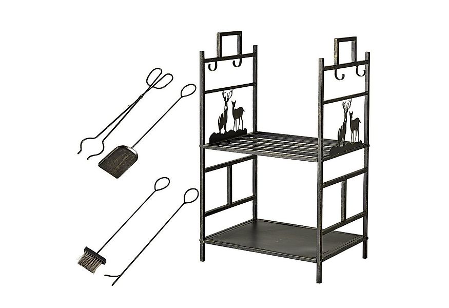 Outsunny Kaminholzregal Kaminholzständer mit Kaminbesteck günstig online kaufen