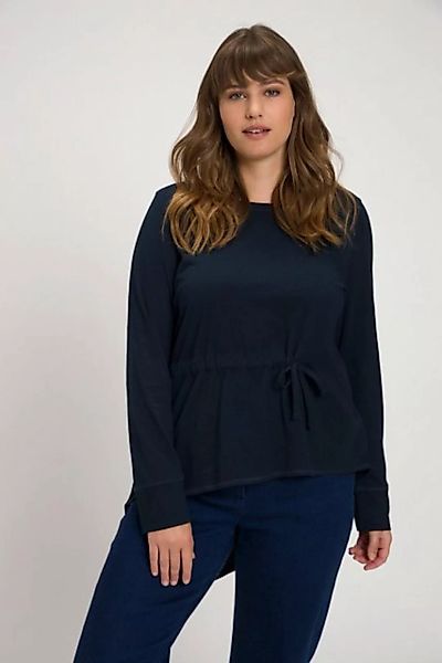 Ulla Popken Longshirt Shirt Zipfelsaum Rundhals Langarm Biobaumwolle günstig online kaufen