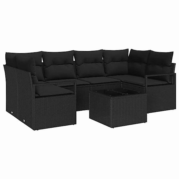 vidaXL Sofa Set mit Kissen 7-Tlg Schwarz Poly-Rattan 3346283 günstig online kaufen