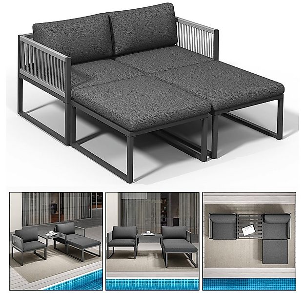 Melko Sitzgruppe Möbelset Aluminium Balkon Set wetterfest Gartenmöbel Sitzg günstig online kaufen