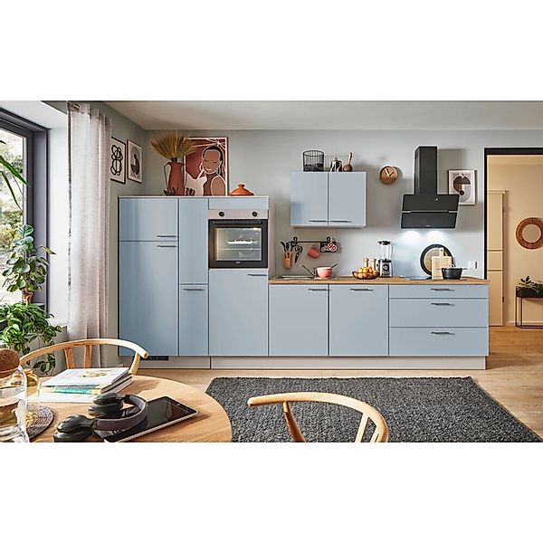 pino Küchenzeile 370 cm Pastellblau Anschlag,inks 1 Geräte-, 1 Apothekersch günstig online kaufen