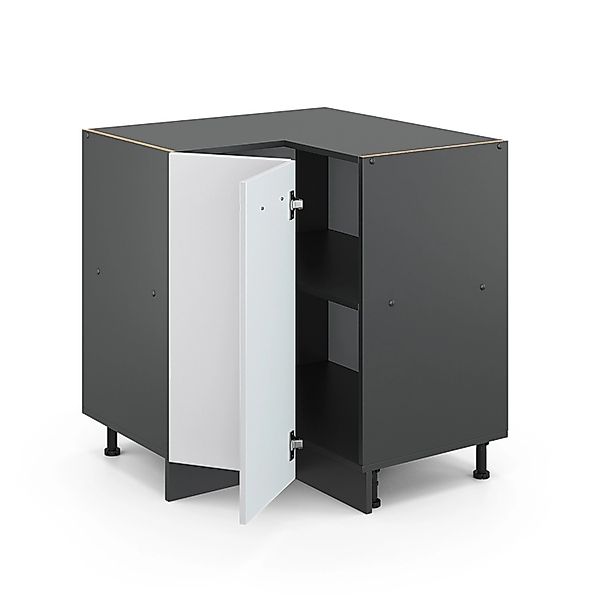Vicco Eckunterschrank R-Line Weiß Hochglanz/Anthrazit 76 cm AP Eiche günstig online kaufen