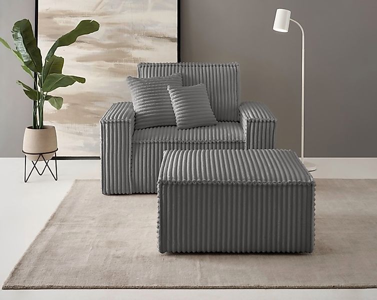 andas Loveseat »FINNLEY, Loveseat & Hocker im Set, trendige Stoffe, inkl. Z günstig online kaufen