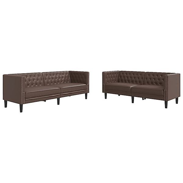 vidaXL Sofa 2-tlg. Chesterfield-Sofa-Set Braun Kunstleder günstig online kaufen