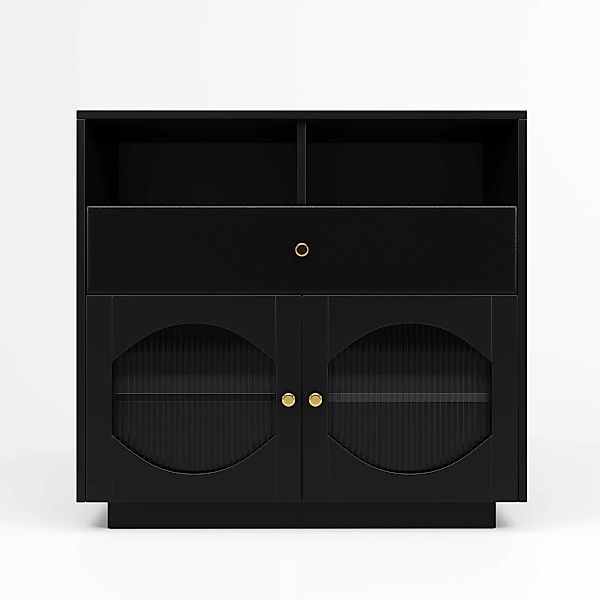 Küchenschrank, Sideboard mit Glastüren, Modernes Design, Geräumiger Staurau günstig online kaufen