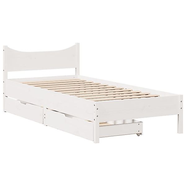 vidaXL Bett Massivholzbett mit Schubladen Weiß günstig online kaufen