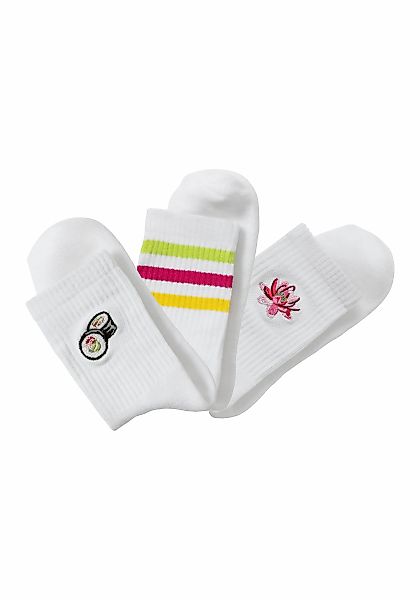 LASCANA Tennissocken, (Packung, 3 Paar), mit Frotteesohle und Stickerei günstig online kaufen