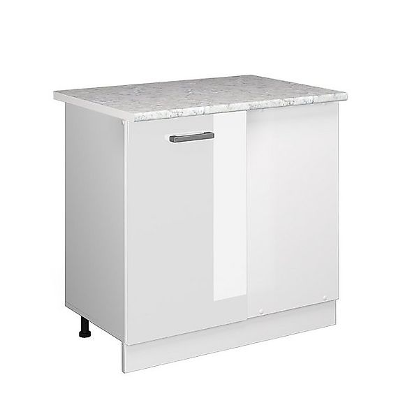 Vicco Eckunterschrank R-Line, Weiß Hochglanz/Weiß, 86 cm, AP Marmor günstig online kaufen