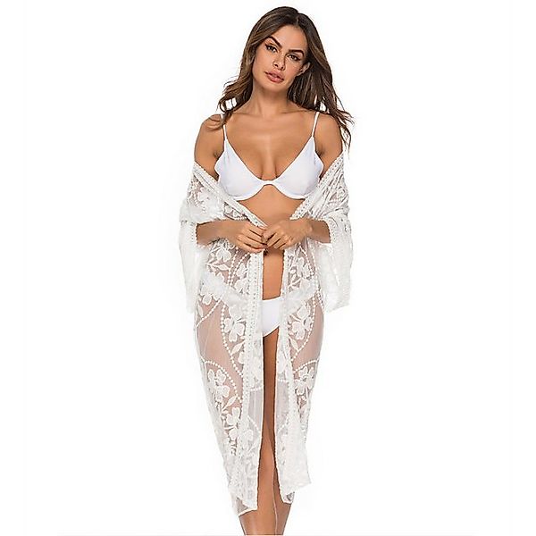 RWEUOQ Blusenkleid Sexy Damen Kimono Strandkleid Cardigan Lange Boho Bikini günstig online kaufen