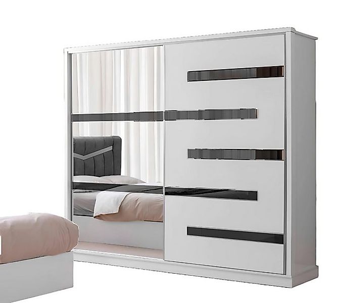 JVmoebel Kleiderschrank Weißer Kleiderschrank mit Schiebtüren Designer Holz günstig online kaufen