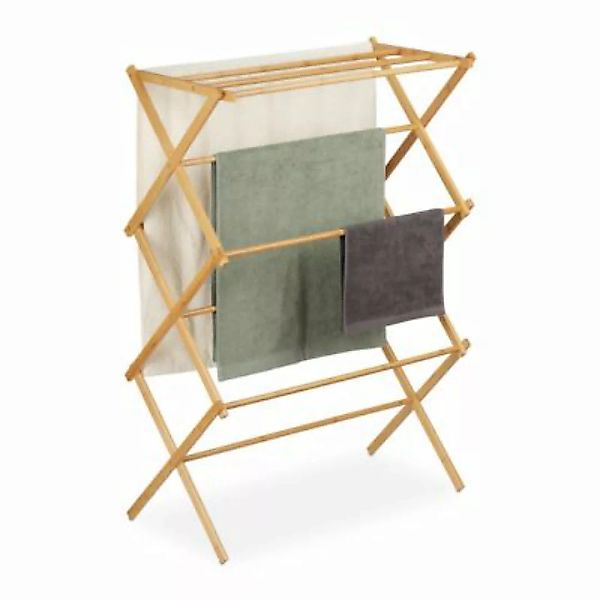 relaxdays Handtuchhalter aus Bambus ausziehbar natur günstig online kaufen