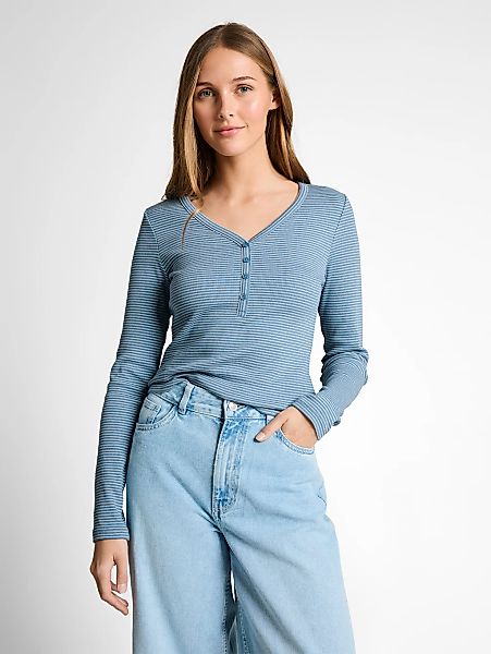 TOM TAILOR Denim Henleyshirt mit Streifen Muster günstig online kaufen