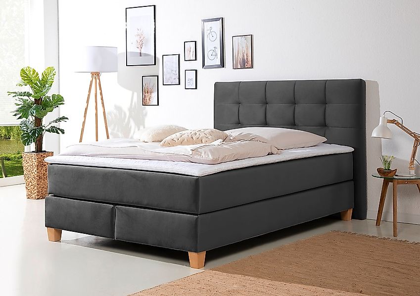 Home affaire Boxspringbett "Moulay", inkl. Topper, in Überlänge 220 cm, 3 H günstig online kaufen