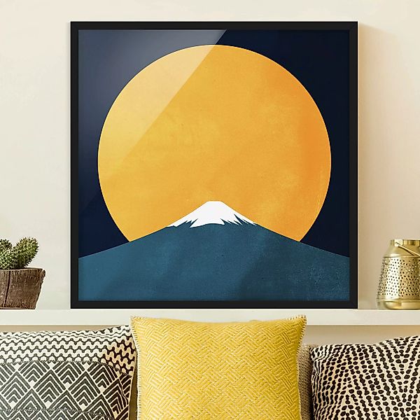 Bild mit Rahmen Sonne, Mond und Berge günstig online kaufen