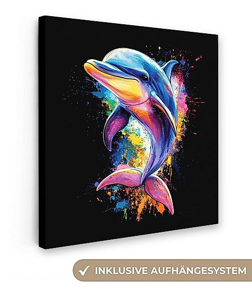 OneMillionCanvasses® Leinwandbild Graffiti - Tier - Delfin - Farbenfroh, Fo günstig online kaufen
