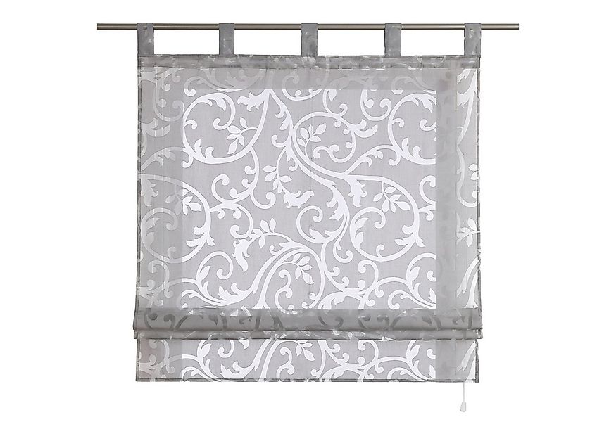 Delien Raffrollo Jessica, mit Schlaufen, Voile Uni mit Floral Ausbrenner günstig online kaufen