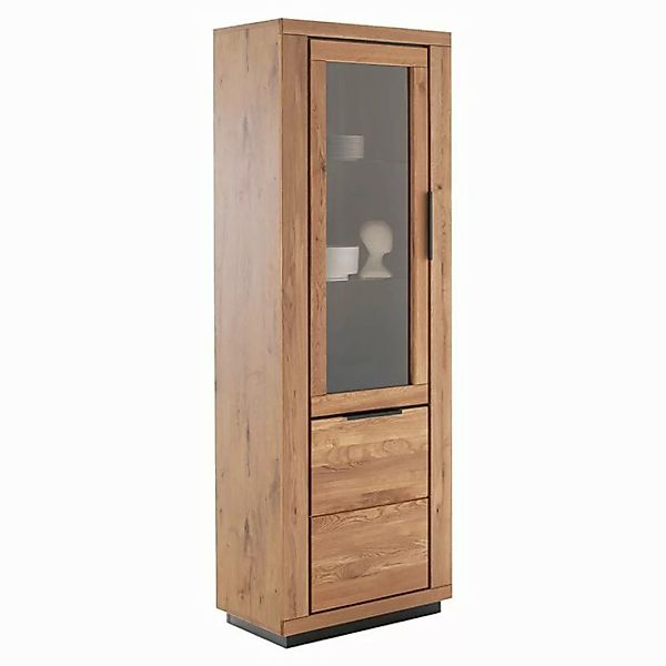 Lomadox Vitrine GIUSTINO-06 Eiche teilmassiv geölt, Massivholzfronten, 72cm günstig online kaufen