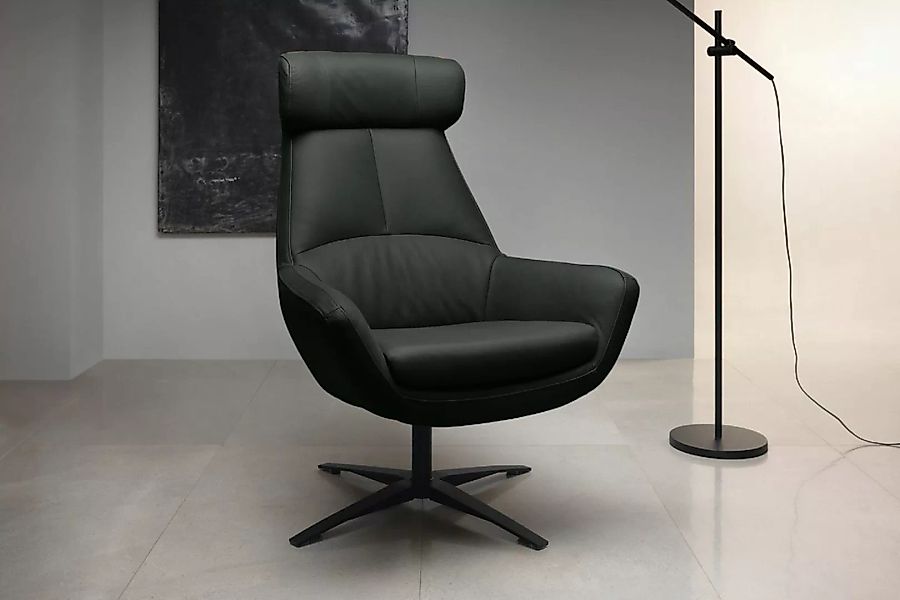KAWOLA Drehsessel BALTIC XL Sessel Leder schwarz günstig online kaufen