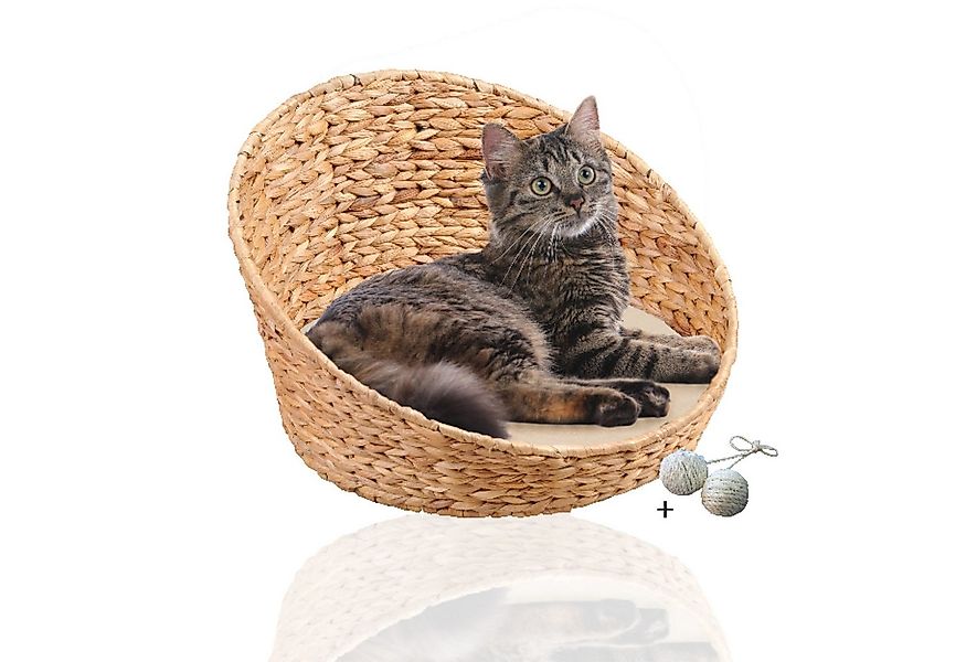 Rohrschneider Tierkorb ovales Katzenkörbchen aus geflochtener Wasserhyazint günstig online kaufen