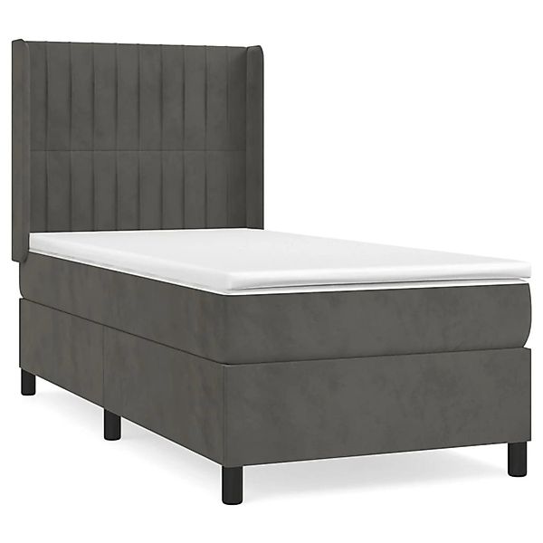 vidaXL Boxspringbett mit Matratze Dunkelgrau 100x200 cm Samt1466563 günstig online kaufen