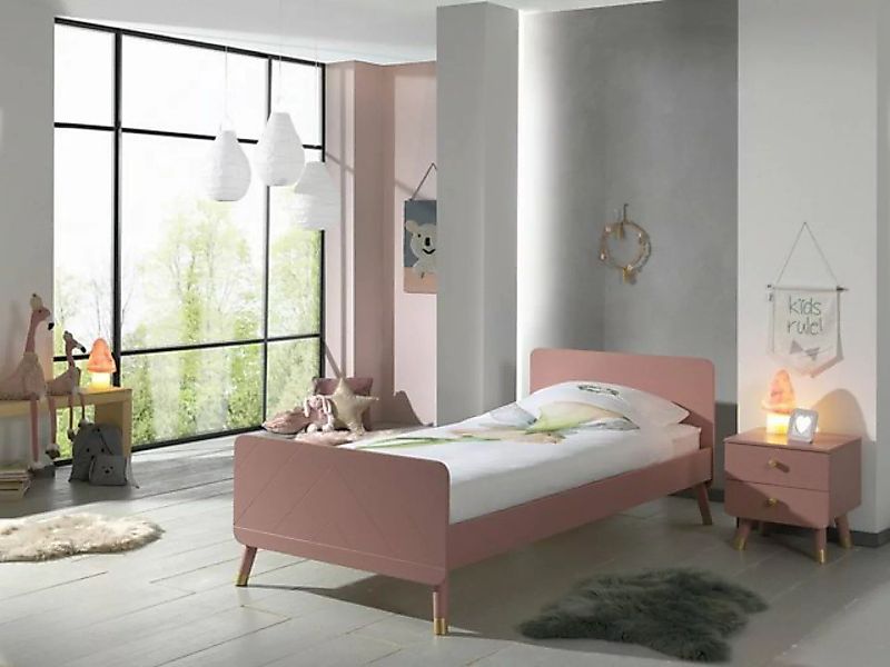 Natur24 Kinderbett Set BILY Einzelbett mit Nachtkonsole MDF Rosa günstig online kaufen