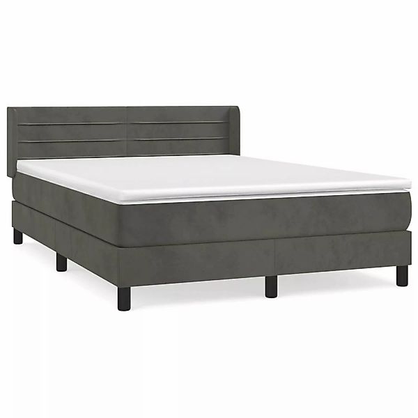 vidaXL Boxspringbett mit Matratze Dunkelgrau 140x200 cm Samt1376686 günstig online kaufen