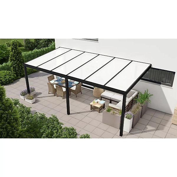 Terrassenüberdachung Professional 600 cm x 300 cm Schwarz Struktur PC Opal günstig online kaufen