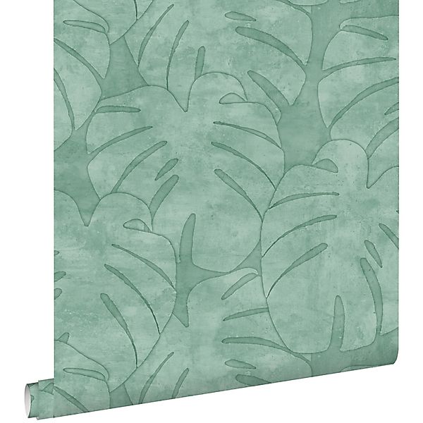 ESTAhome Tapete Monstera-Blätter Mintgrün 0,53 x 10,05 m 139003 günstig online kaufen