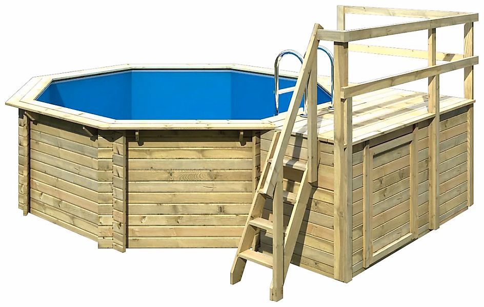 Karibu Achteckpool "PORTO Set C ØxH: 358x124 cm" mit Technikraum unter dem günstig online kaufen