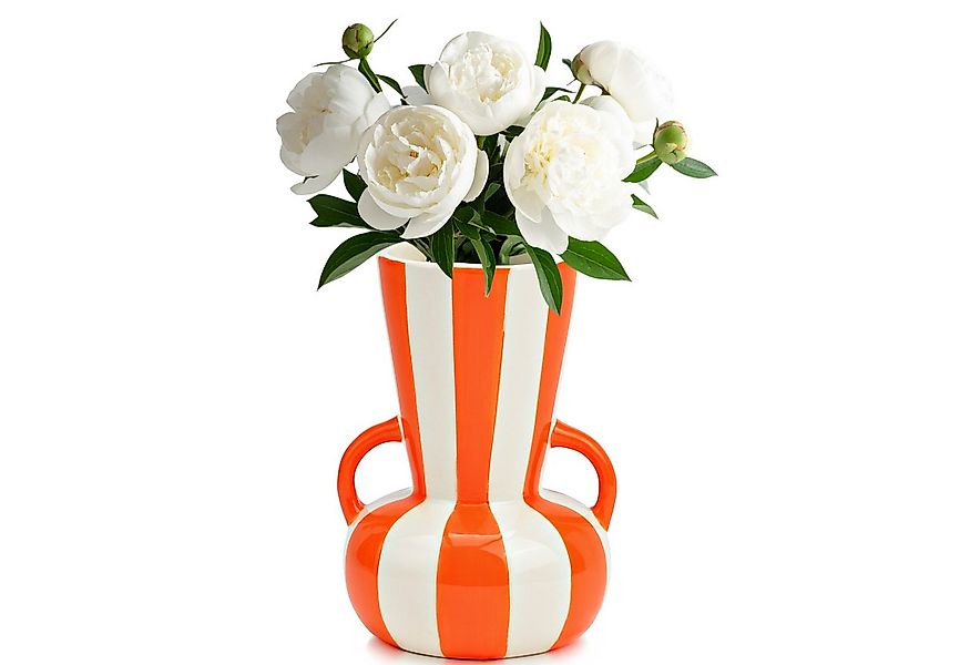 matches21 HOME & HOBBY Dekovase Blumenvase bunt gestreift, orange weiß in Ø günstig online kaufen