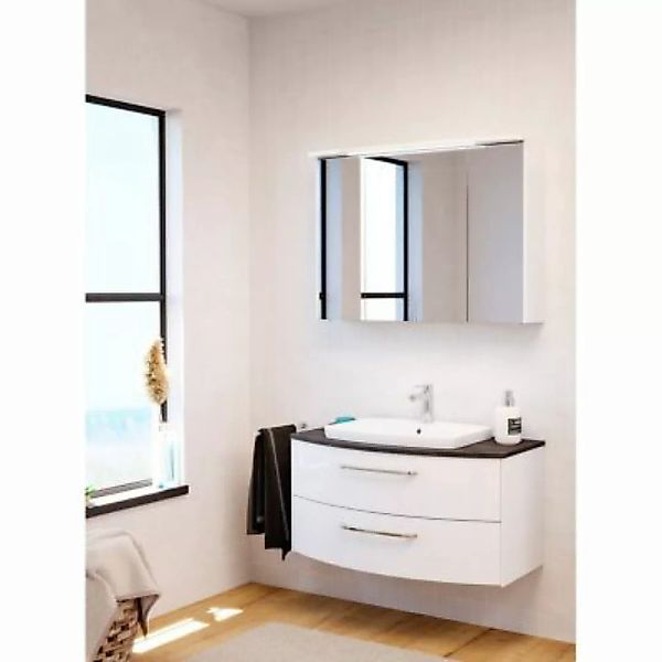 Lomadox Badezimmer Set SEVILLA-66 abgerundet in weiß Hochglanz mit Spiegels günstig online kaufen