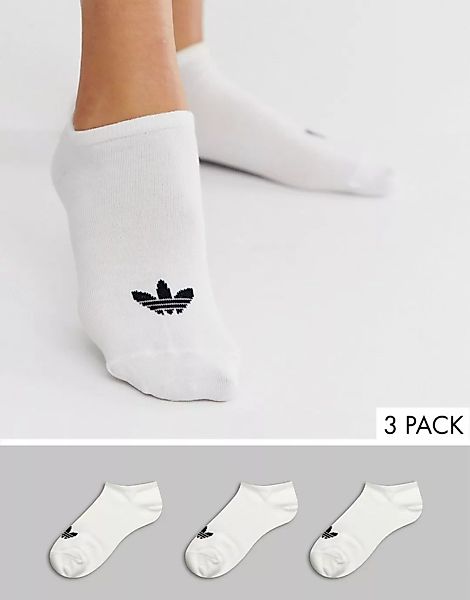 adidas Originals – 3 Paar Sneakersocken mit Dreiblatt-Logo in Weiß günstig online kaufen