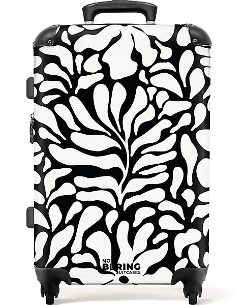 NoBoringSuitcases.com© Hartschalen-Trolley Schwarz mit weißen Blumen günstig online kaufen