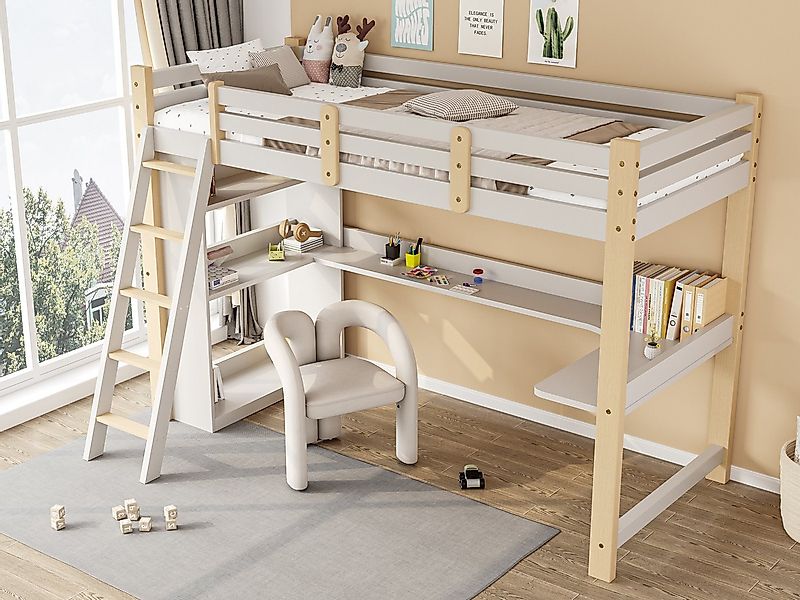 KLAM HOME Etagenbett Kinderhochbett Hochbett 90x200 cm mit Schutzleisten un günstig online kaufen