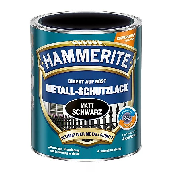 Hammerite Metall-Schutzlack Schwarz matt 250 ml günstig online kaufen