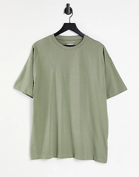 New Look – Oversize-T-Shirt aus Bio-Baumwolle in Khaki-Grün günstig online kaufen