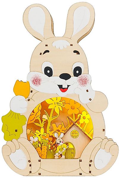 SIKORA Osterfigur beleuchteter Holz LED Deko Osterhase Osterdeko für Zuhaus günstig online kaufen