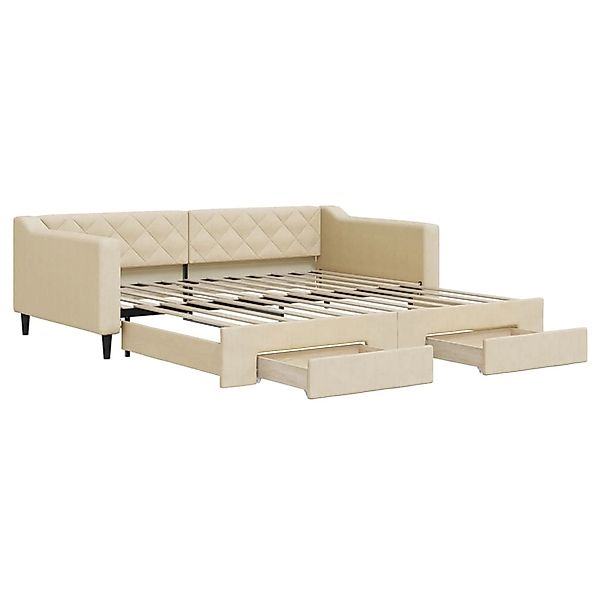 vidaXL Tagesbett Ausziehbar mit Schubladen Creme 100x200 cm Stoff1882026 günstig online kaufen