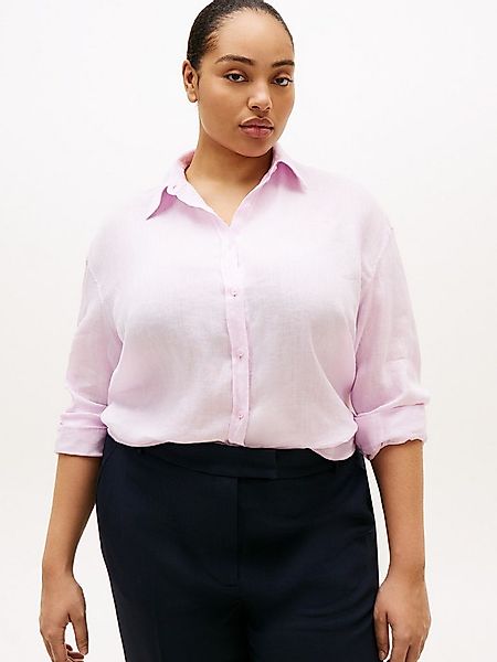 Tommy Hilfiger Curve Langarmbluse CRV ESS LINEN ROUND HEM SHIRT in großen G günstig online kaufen