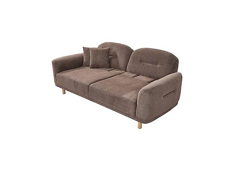 Xlmoebel 3-Sitzer Dreisitzer Polstercouch in Braunem Textil mit modernem De günstig online kaufen