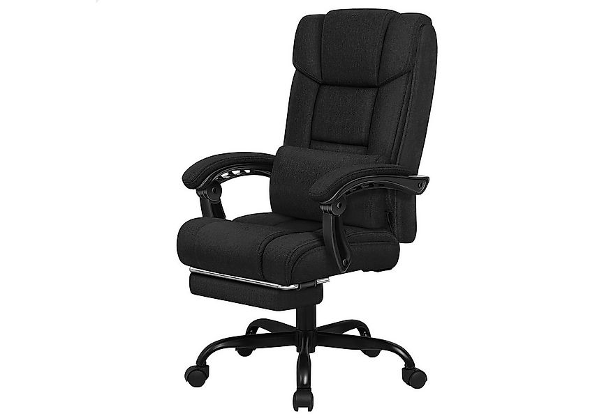 ALFORDSON Bürostuhl mit Fußstütze und XL-Lendenkissen, 150° neigbar, Schwar günstig online kaufen